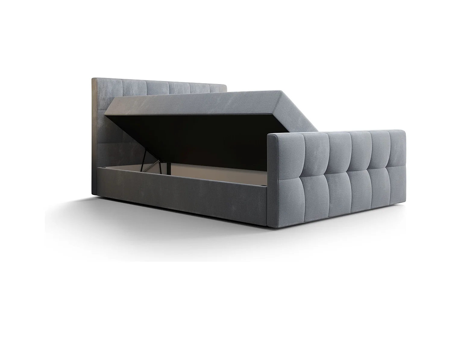BEDANTE Lit boxspring MANHATTAN 180x200 Monolith 72 Bleu Lit Coffre Lit double Lit d’hôtel Surmatelas Matelas Chambre Rangement