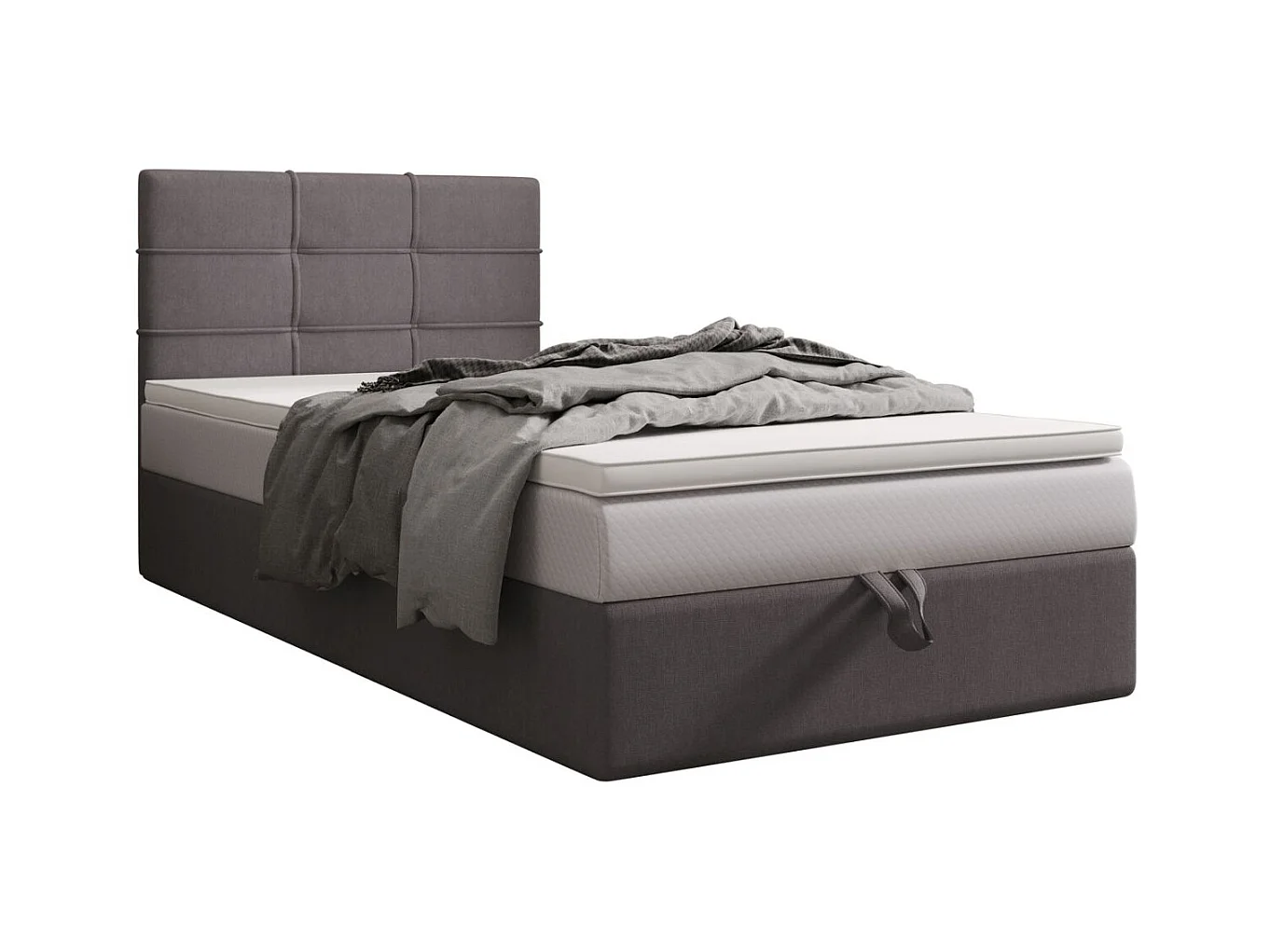 BEDANTE lit boxspring DUO 2 80x200 Cosmic 160 gris clair lit avec coffre lit double lit d’hôtel surmatelas matelas chambre espace de rangement