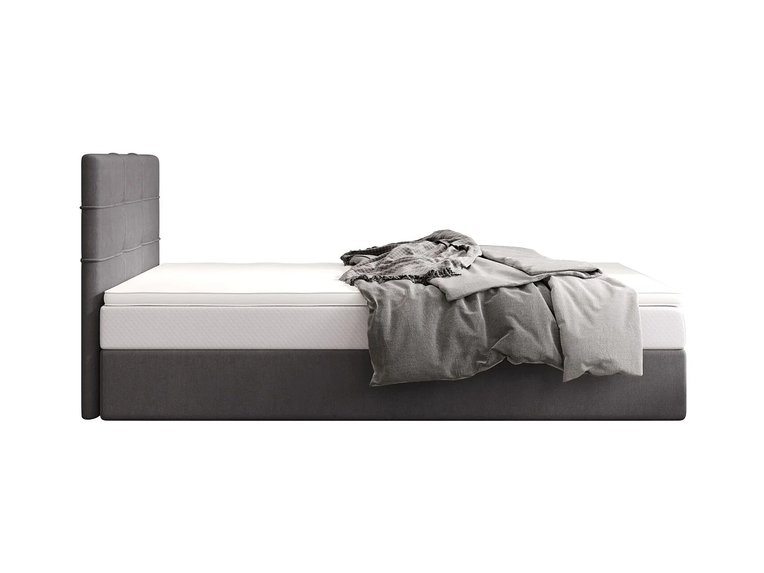 BEDANTE lit boxspring DUO 2 80x200 Cosmic 160 gris clair lit avec coffre lit double lit d’hôtel surmatelas matelas chambre espace de rangement