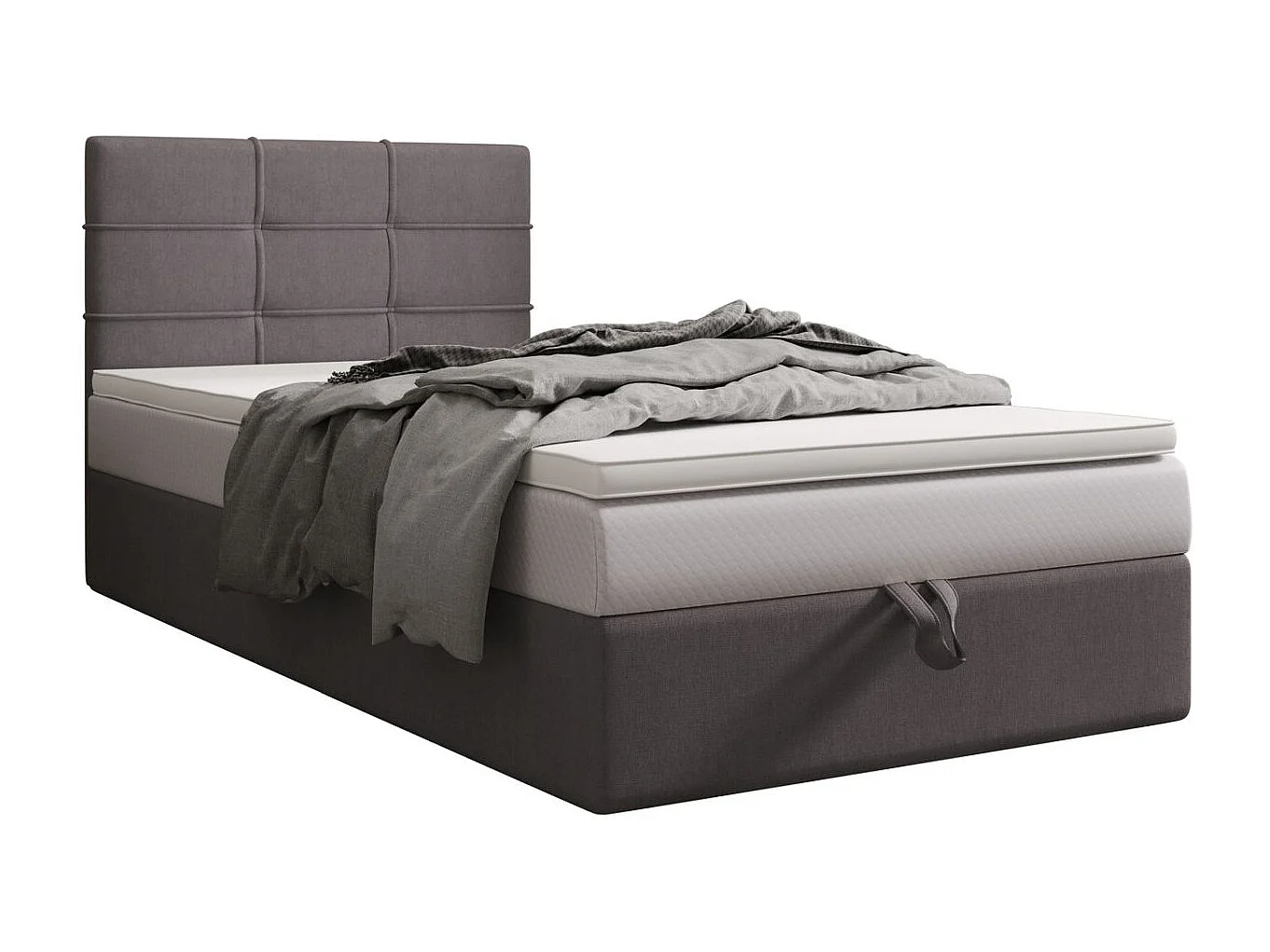 BEDANTE lit boxspring DUO 2 80x200 Cosmic 160 gris clair lit avec coffre lit double lit d’hôtel surmatelas matelas chambre espace de rangement