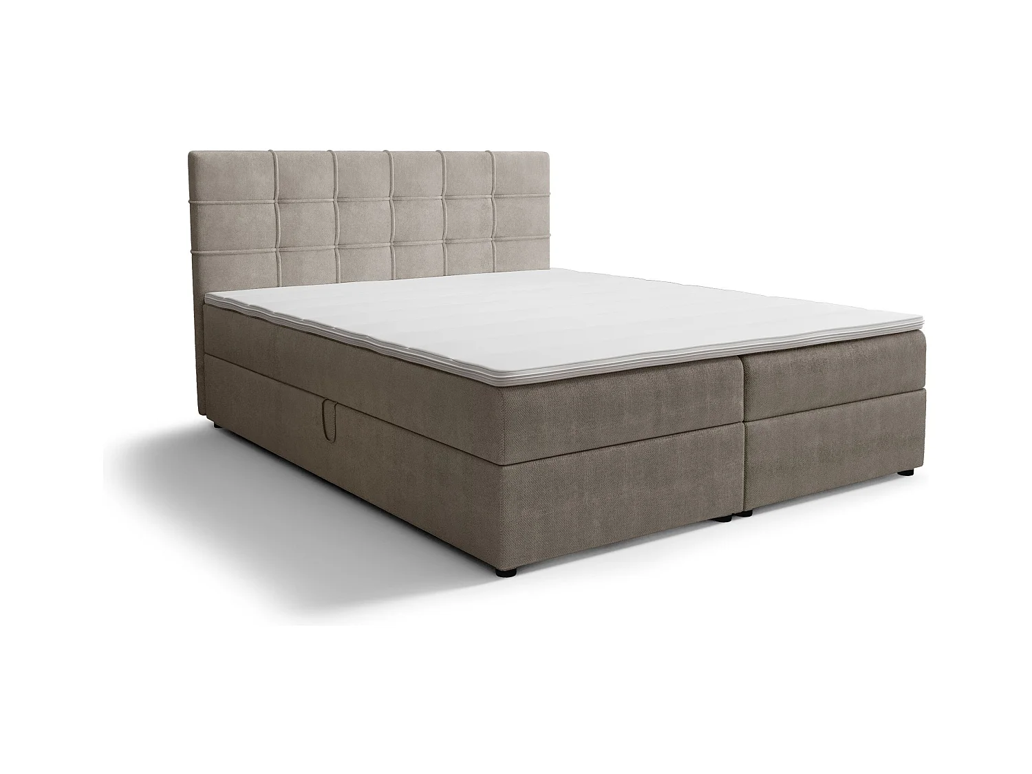 BEDANTE Lit boxspring KIDA 140x200 Curio 11 Beige Lit Litkasten Lit double Lit d'hôtel Chambre à coucher Espace de rangement