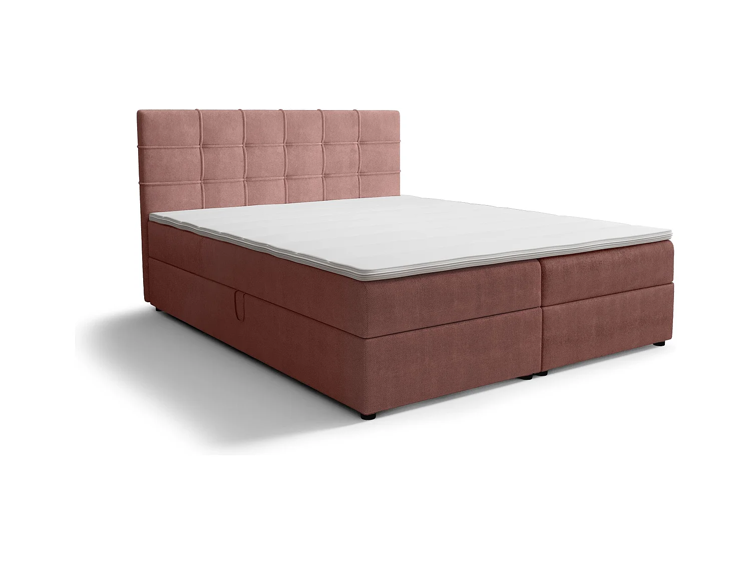 BEDANTE Lit boxspring KIDA 200x200 Curio 63 Rose Lit Litkasten Lit double Lit d'hôtel Chambre à coucher Espace de rangement