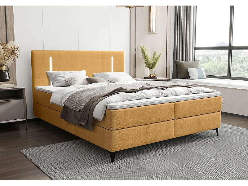 BEDANTE Boxspringbett ONO 160x200 CURIO 48 Orange Bett Bettkasten Ehebett Hotelbett Topper Matratze Schlafzimmer Stauraum