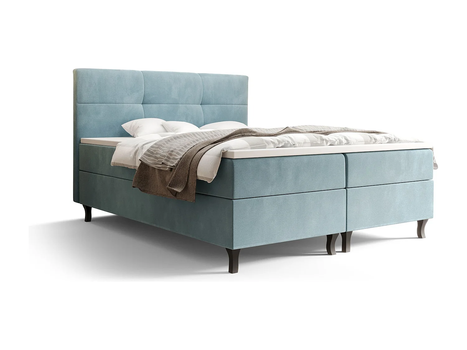 BEDANTE Boxspringbett LIMBA 160x200 Monolith 72 Blau Bett Bettkasten Ehebett Hotelbett Topper Matratze Schlafzimmer Stauraum