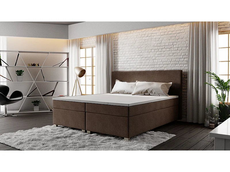 BEDANTE lit boxspring SIMPLE 140x200 COSMIC 800 brun foncé lit coffre de lit lit double lit d'hôtel surmatelas matelas chambre à coucher rangement