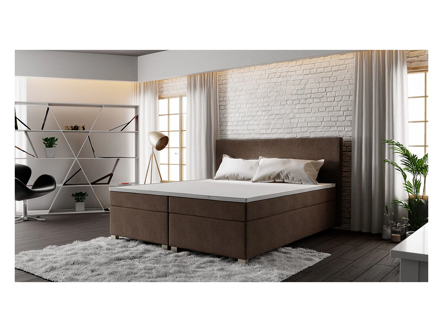 BEDANTE lit boxspring SIMPLE 140x200 COSMIC 800 brun foncé lit coffre de lit lit double lit d'hôtel surmatelas matelas chambre à coucher rangement