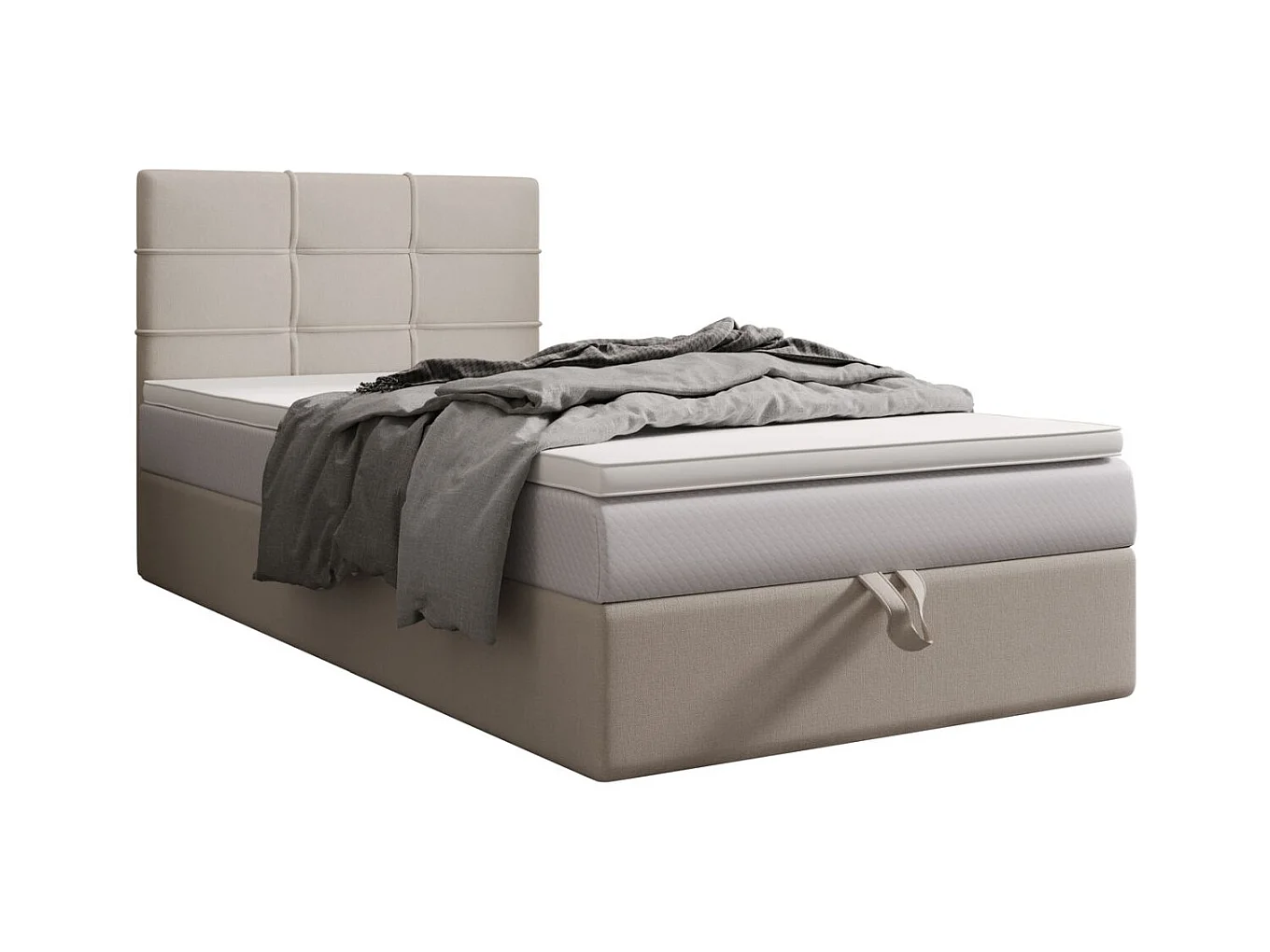 BEDANTE lit boxspring DUO 2 80x200 Cosmic 10 beige lit avec coffre lit double lit d’hôtel surmatelas matelas chambre espace de rangement