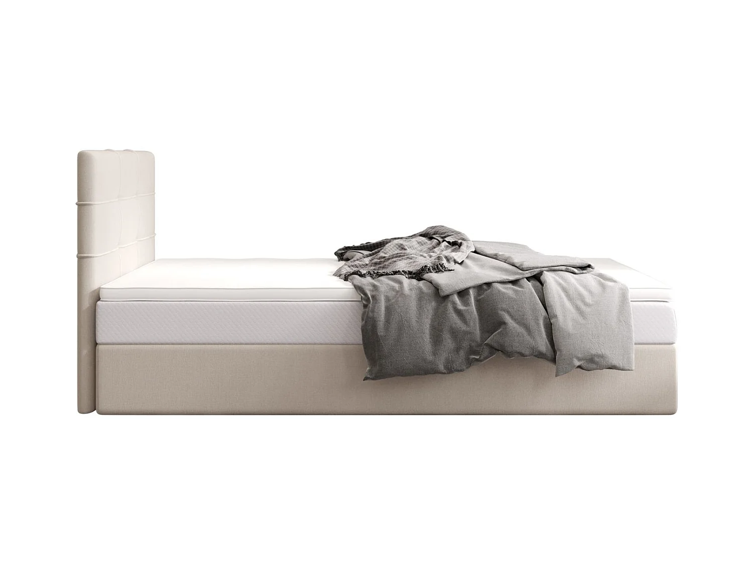 BEDANTE lit boxspring DUO 2 80x200 Cosmic 10 beige lit avec coffre lit double lit d’hôtel surmatelas matelas chambre espace de rangement