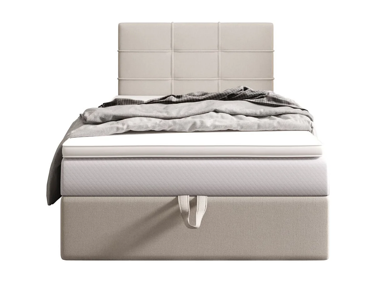 BEDANTE lit boxspring DUO 2 80x200 Cosmic 10 beige lit avec coffre lit double lit d’hôtel surmatelas matelas chambre espace de rangement