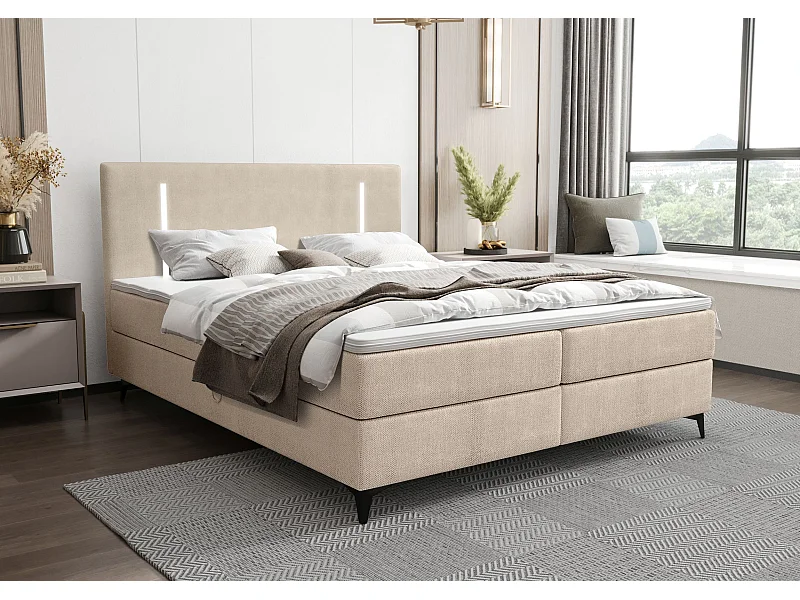 BEDANTE boxspringbed ONO 160x200 CURIO 09 ecru bed bedbox tweepersoonsbed hotelbed topper matras slaapkamer opbergruimte