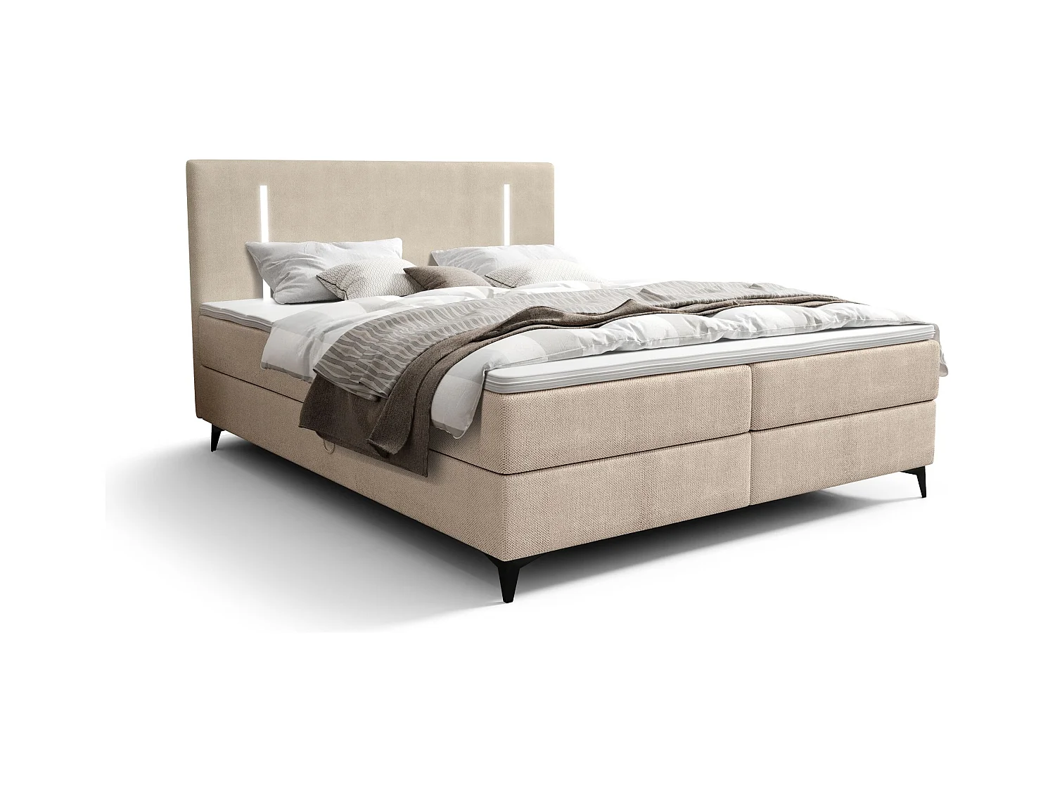 BEDANTE lit boxspring ONO 160x200 CURIO 09 écru lit coffre de lit lit double lit d'hôtel surmatelas matelas chambre à coucher rangement