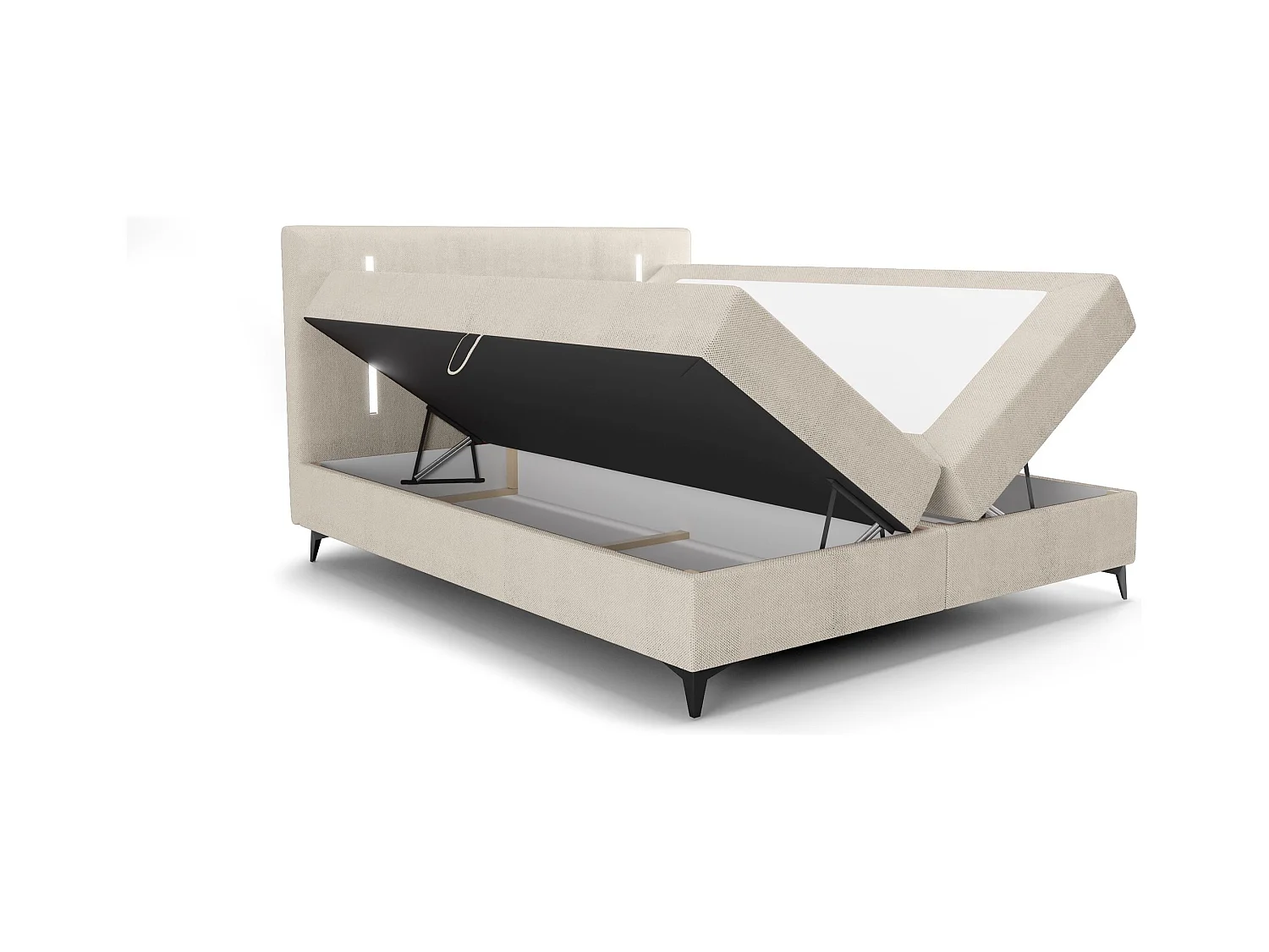 BEDANTE lit boxspring ONO 160x200 CURIO 09 écru lit coffre de lit lit double lit d'hôtel surmatelas matelas chambre à coucher rangement