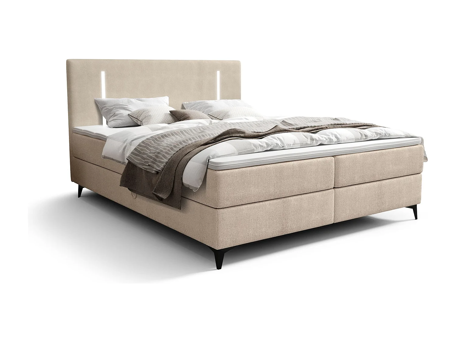 BEDANTE lit boxspring ONO 160x200 CURIO 09 écru lit coffre de lit lit double lit d'hôtel surmatelas matelas chambre à coucher rangement