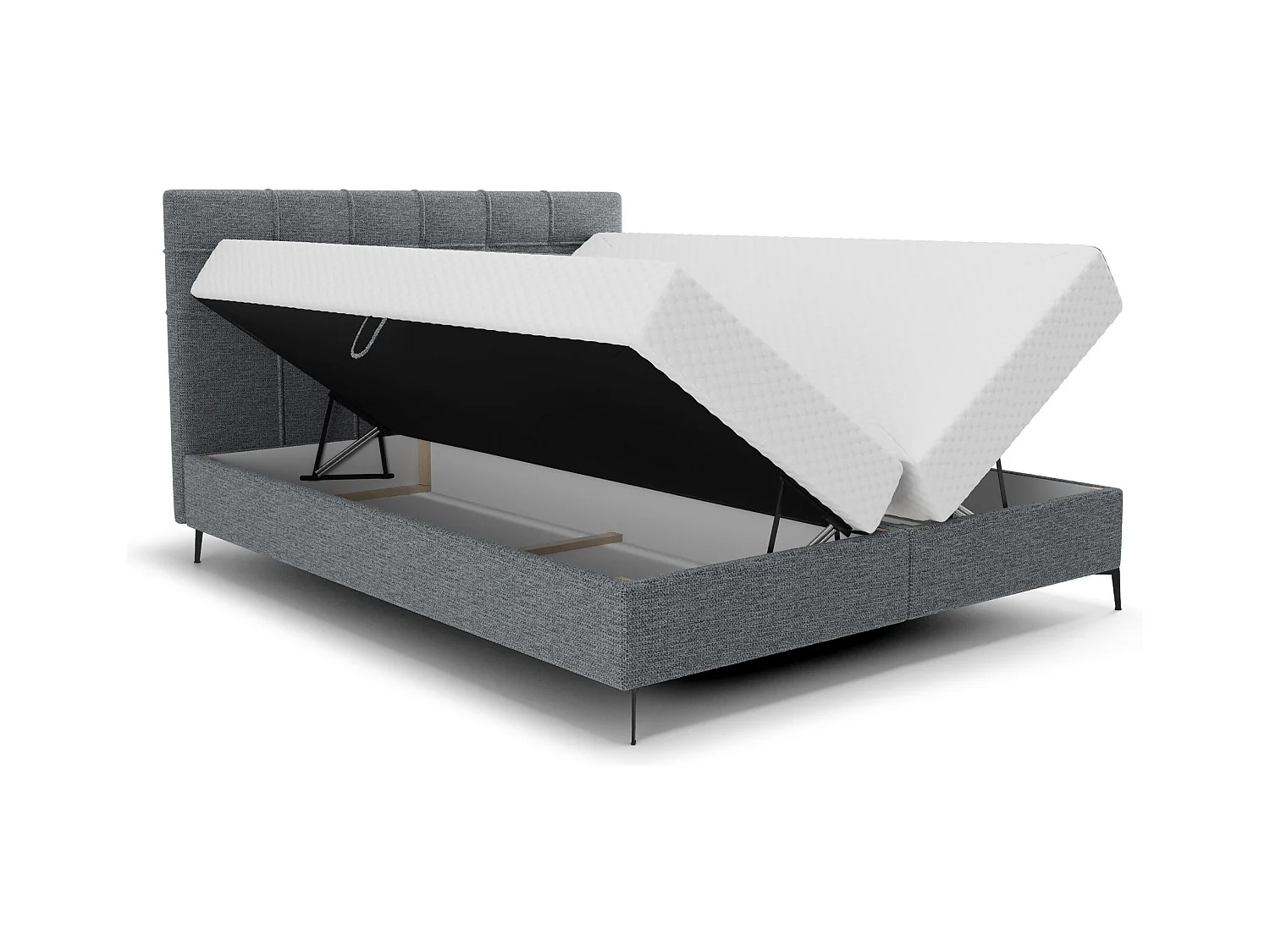 BEDANTE Lit boxspring INAO 160x200 ARAGON 93 Lit Coffre Lit double Lit d’hôtel Surmatelas Matelas Chambre à coucher Rangement