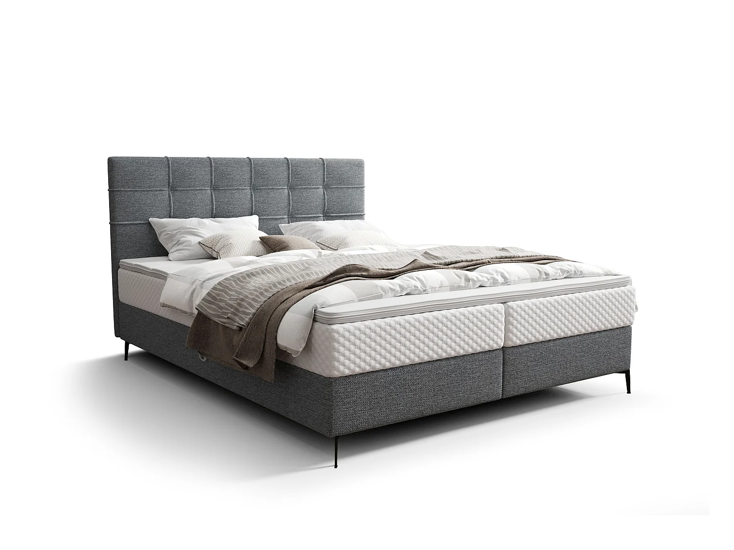BEDANTE Lit boxspring INAO 160x200 ARAGON 93 Lit Coffre Lit double Lit d’hôtel Surmatelas Matelas Chambre à coucher Rangement
