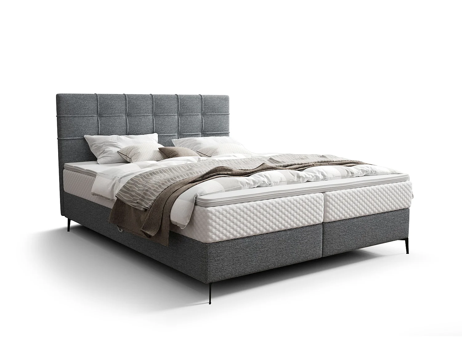 BEDANTE Boxspringbett INAO 160x200 ARAGON 93 Dunkelgrau Bett Bettkasten Ehebett Hotelbett Topper Matratze Schlafzimmer Stauraum