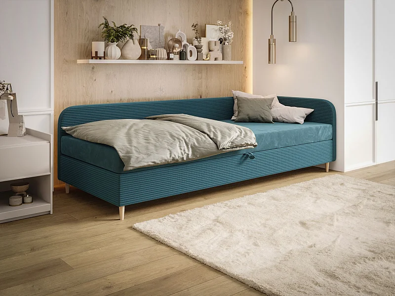 BEDANTE Bett MIKO 100x200 RIVIERA 76+LINCOLN 75 Blau Bett Jugendbett Einzelbett Hotelbett Matratze Schlafzimmer Stauraum