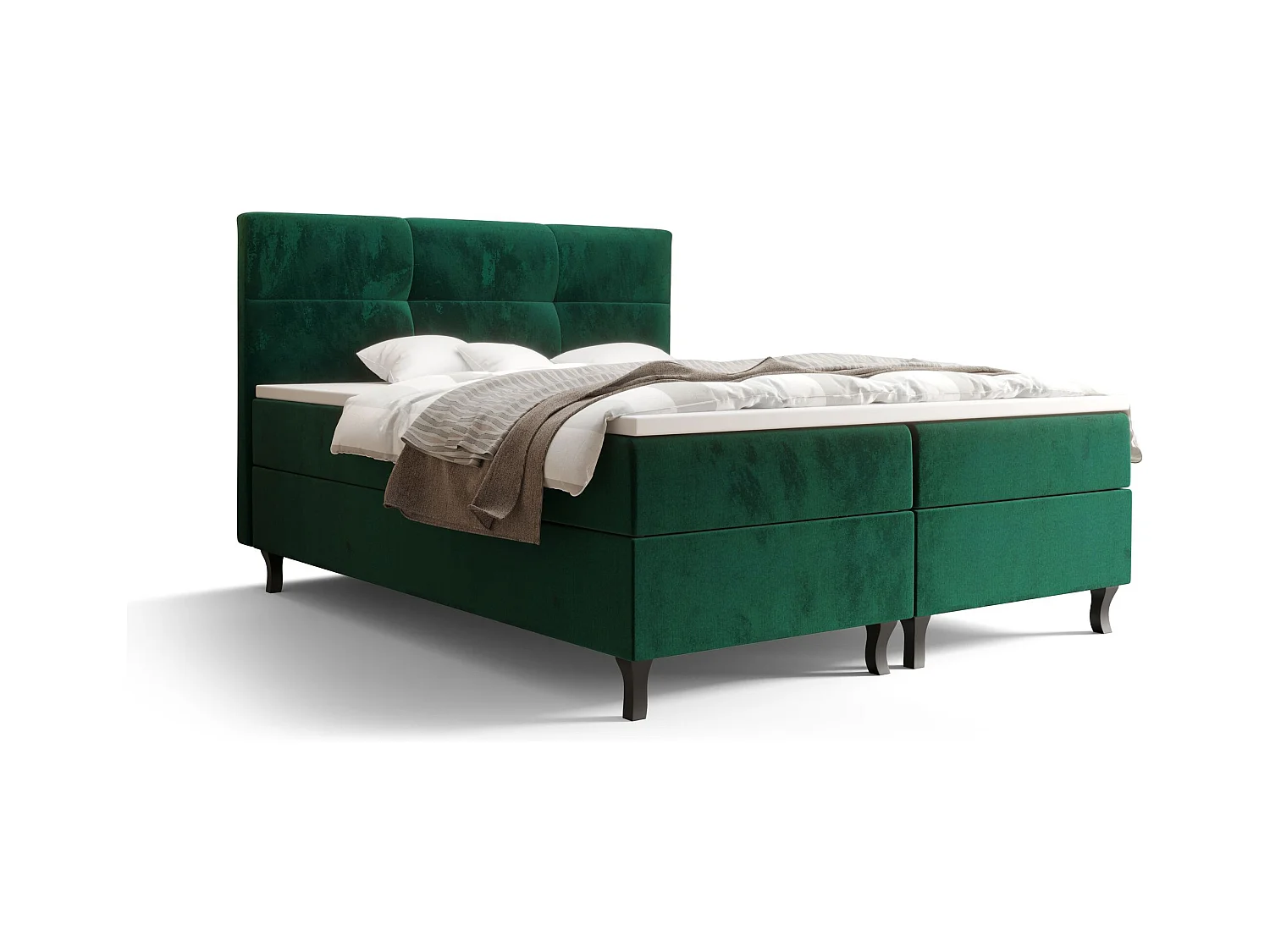 BEDANTE Lit Boxspring LIMBA 160x200 Monolith 37 Vert Lit avec coffre Lit double Lit d’hôtel Surmatelas Matelas Chambre Espace de rangement