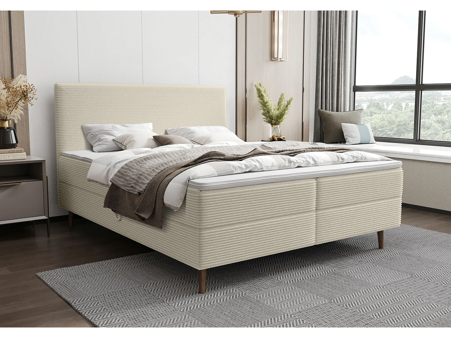 BEDANTE lit boxspring NARA 180x200 POSO 105 écru lit coffre de lit lit double lit d'hôtel surmatelas matelas chambre à coucher rangement
