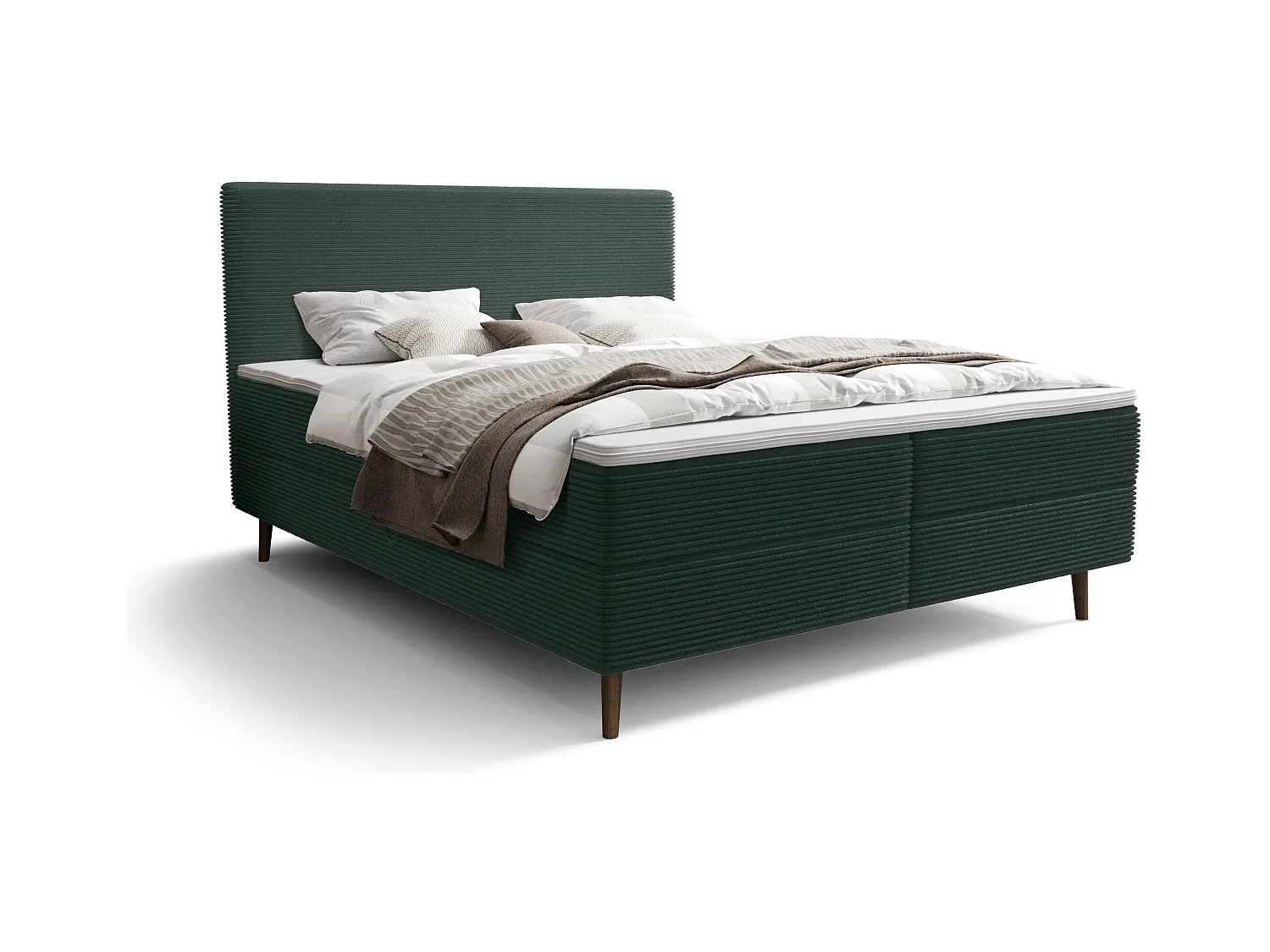 BEDANTE lit boxspring NARA 160x200 POSO 014 vert foncé lit coffre de lit lit double lit d'hôtel surmatelas matelas chambre à coucher rangement