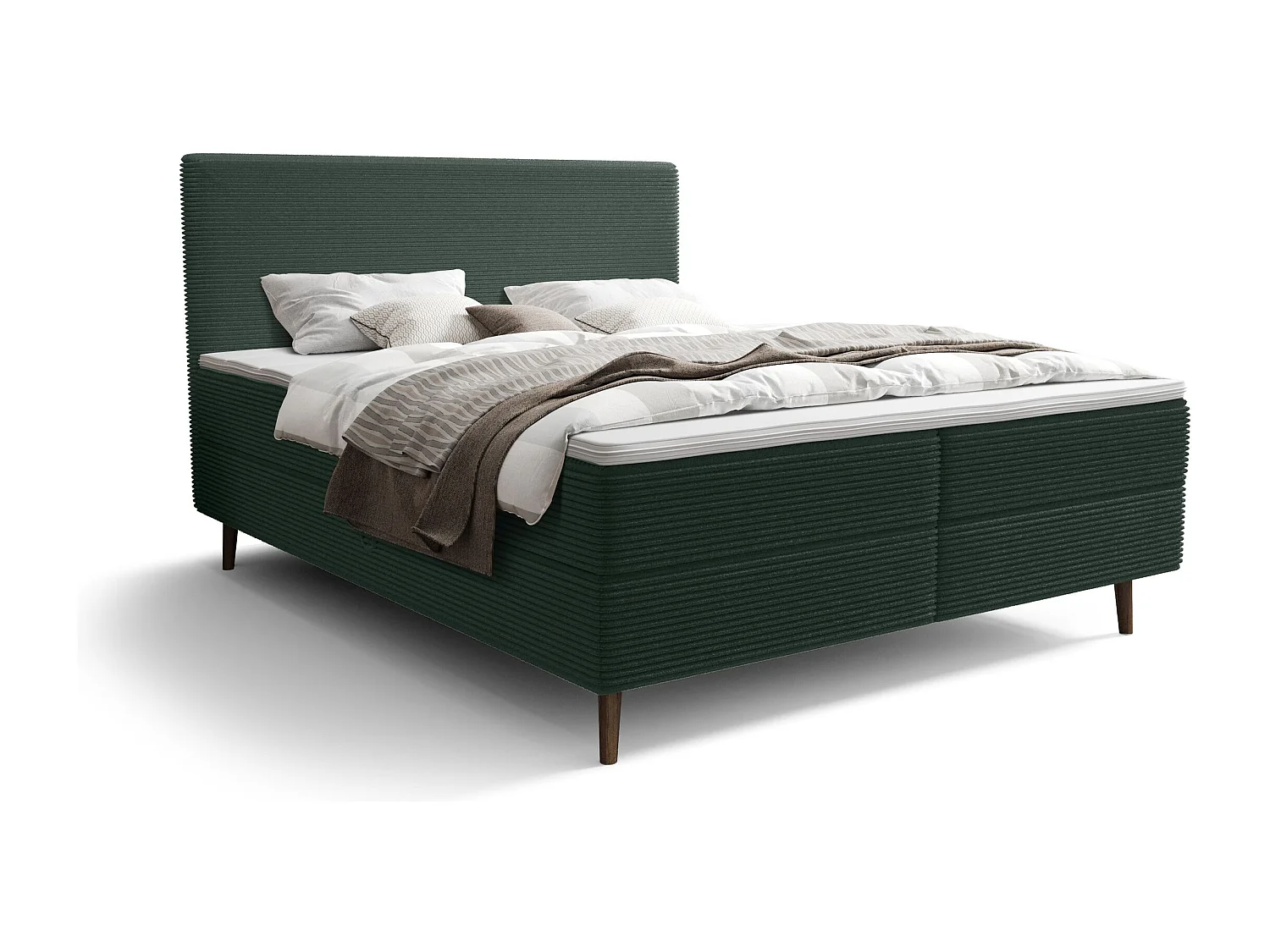 BEDANTE lit boxspring NARA 160x200 POSO 014 vert foncé lit coffre de lit lit double lit d'hôtel surmatelas matelas chambre à coucher rangement
