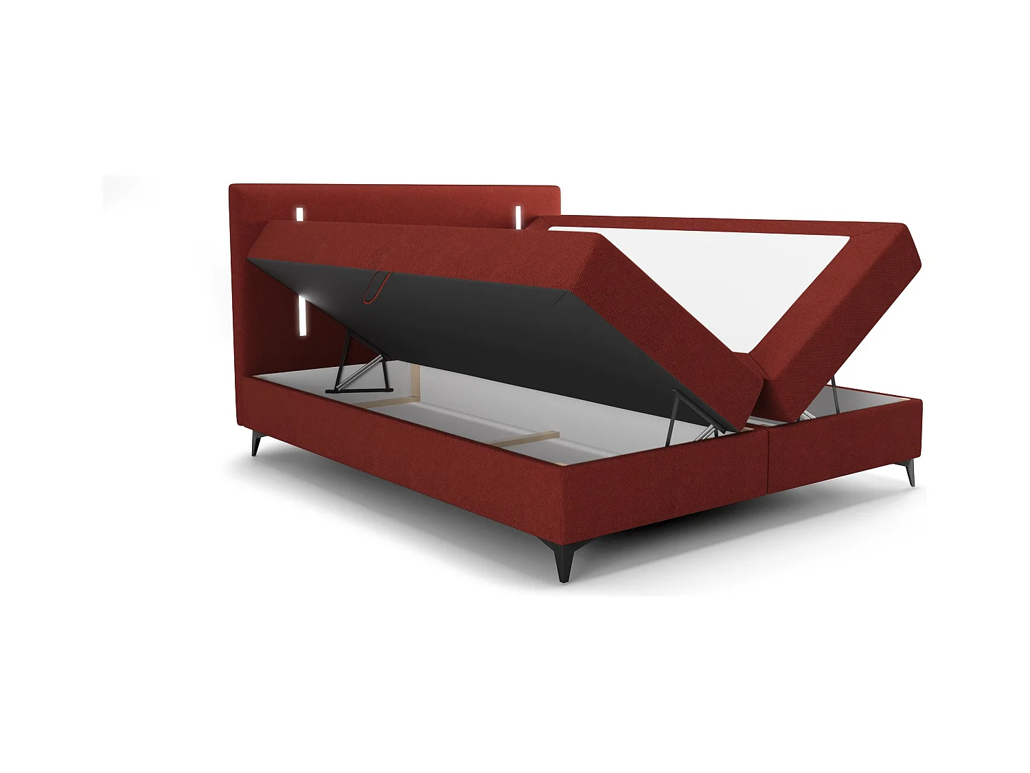 BEDANTE lit boxspring ONO 180x200 CURIO 57 rouge lit coffre de lit lit double lit d'hôtel surmatelas matelas chambre à coucher rangement