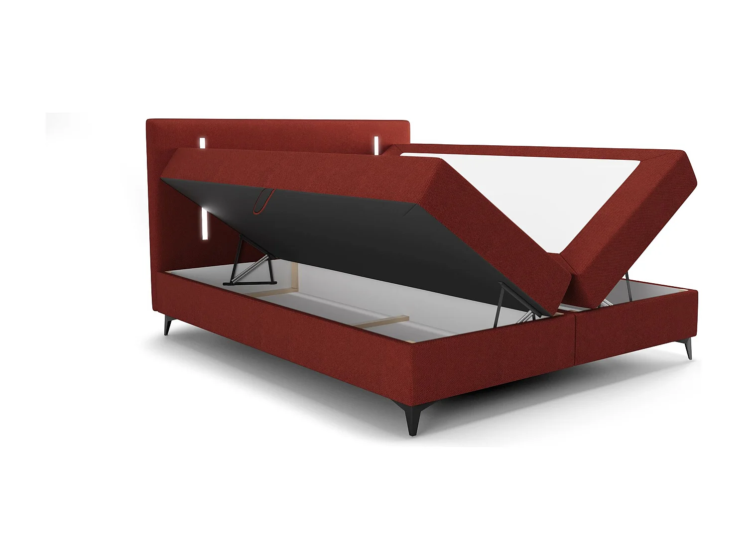 BEDANTE lit boxspring ONO 180x200 CURIO 57 rouge lit coffre de lit lit double lit d'hôtel surmatelas matelas chambre à coucher rangement