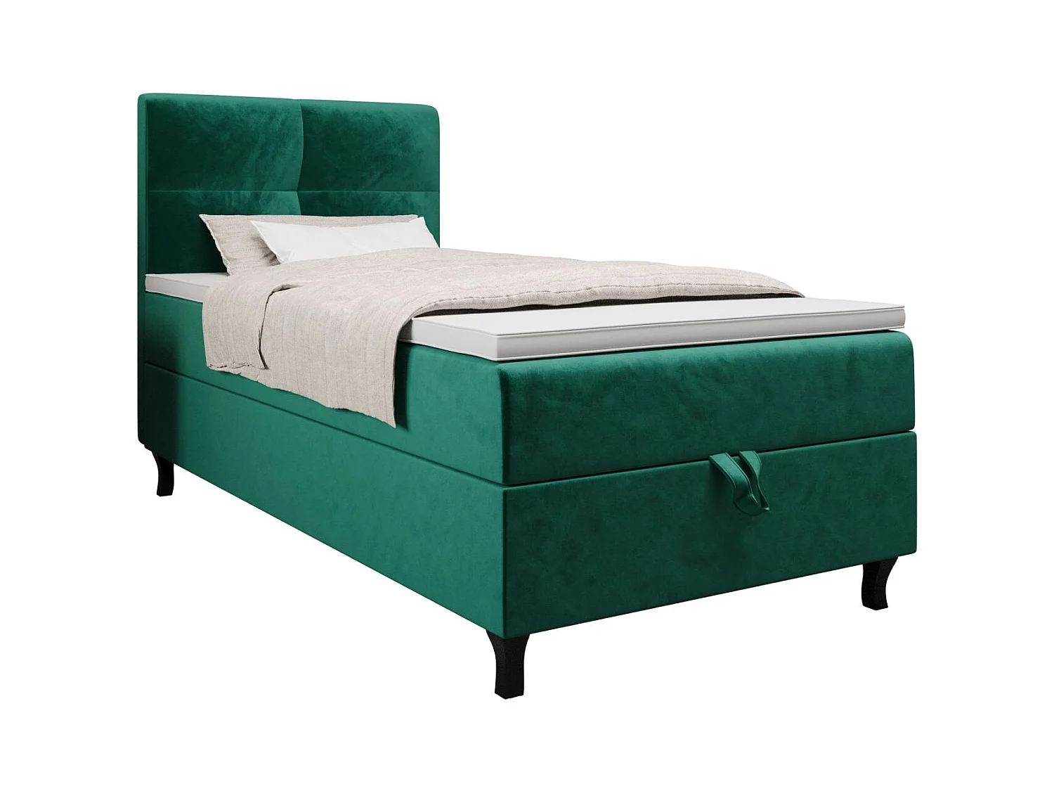 BEDANTE Lit Boxspring LIMBA 80x200 Monolith 37 Vert Lit avec coffre Lit simple Lit d’hôtel Surmatelas Matelas Chambre Espace de rangement