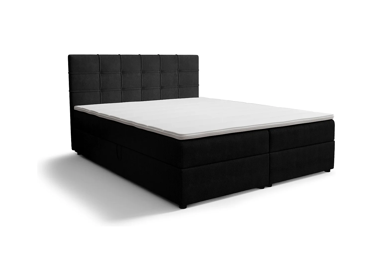 BEDANTE Lit boxspring KIDA 180x200 Curio 99 Noir Lit Litkasten Lit double Lit d'hôtel Chambre à coucher Espace de rangement