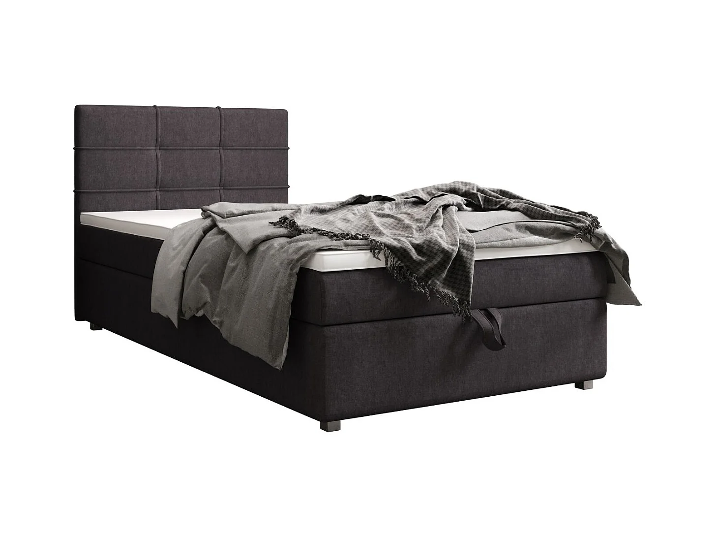BEDANTE Lit boxspring FADO 1 80x200 Cosmic 97 Gris Lit Coffre Lit simple Lit d’hôtel