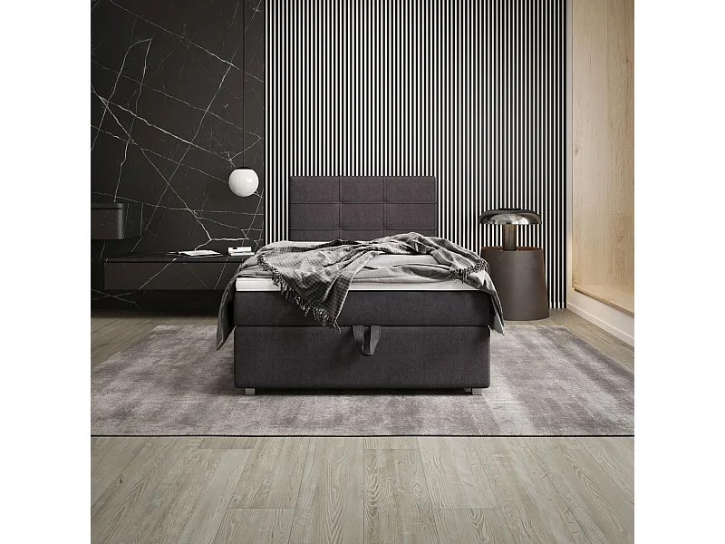 BEDANTE Lit boxspring FADO 1 80x200 Cosmic 97 Gris Lit Coffre Lit simple Lit d’hôtel