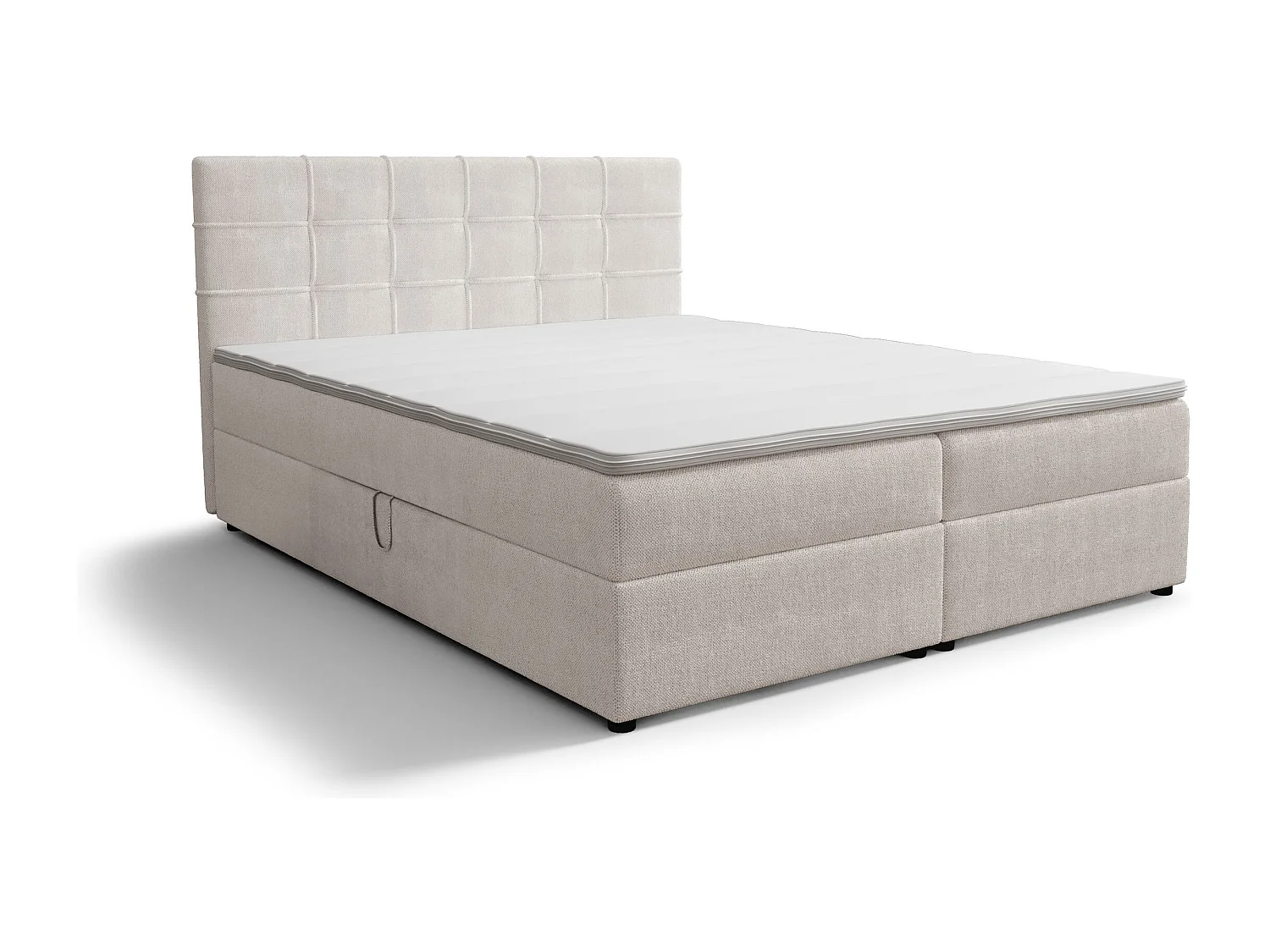 BEDANTE Lit boxspring KIDA 200x200 Curio 02 Crème Lit Litkasten Lit double Lit d'hôtel Chambre à coucher Espace de rangement