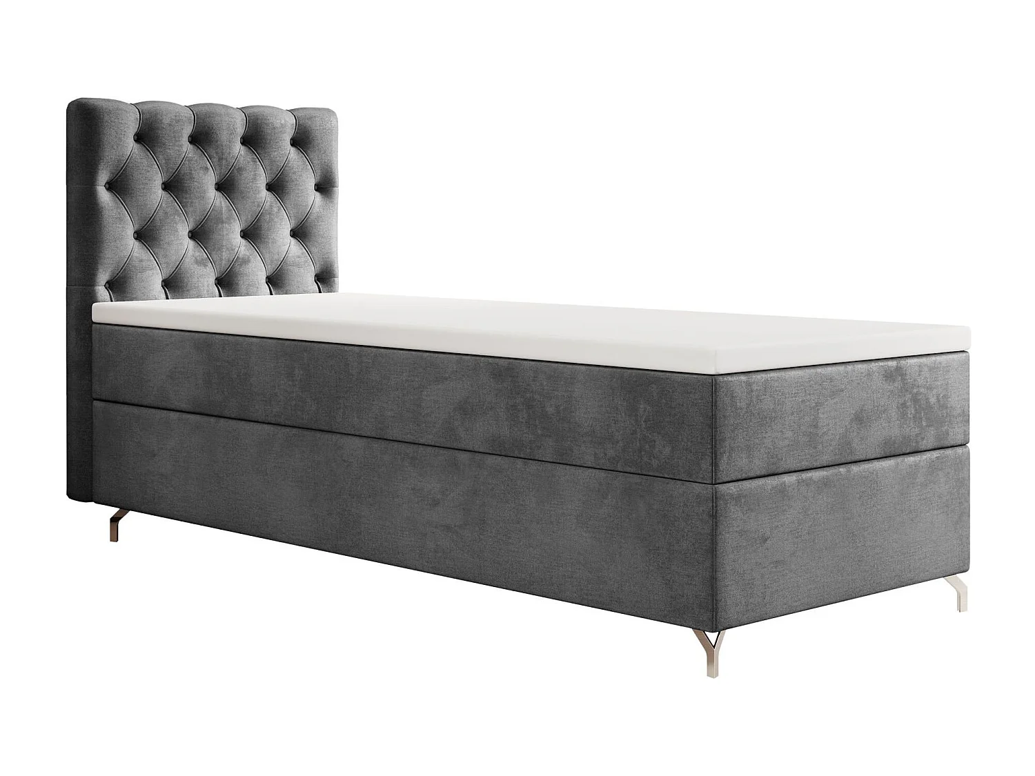 BOXBETT CHESTER 100x200 Monolith 92 avec matelas H3 et surmatelas lit avec coffre, lit simple, lit d'hôtel, chambre, avec rangement