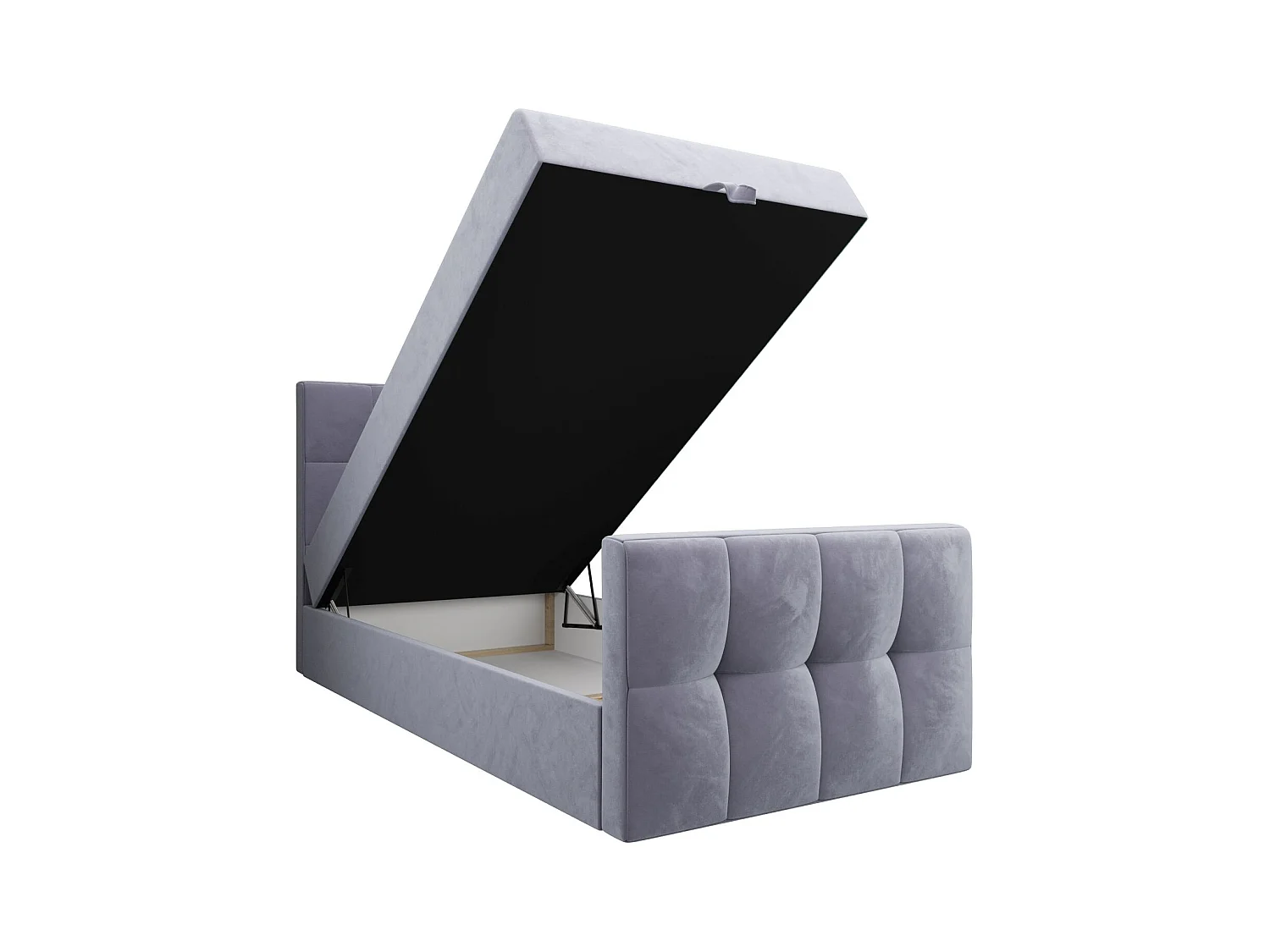 BEDANTE Lit Boxspring MANHATTAN 80x200 Monolith 70 Bleu clair Lit avec coffre Lit simple Lit d’hôtel Surmatelas Matelas Chambre Espace de rangement