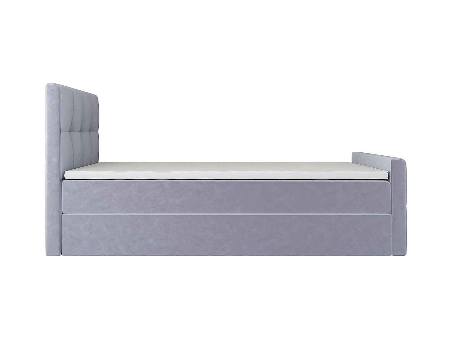 BEDANTE Lit Boxspring MANHATTAN 80x200 Monolith 70 Bleu clair Lit avec coffre Lit simple Lit d’hôtel Surmatelas Matelas Chambre Espace de rangement