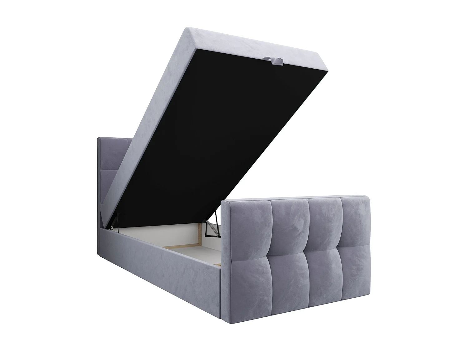 BEDANTE Lit Boxspring MANHATTAN 80x200 Monolith 70 Bleu clair Lit avec coffre Lit simple Lit d’hôtel Surmatelas Matelas Chambre Espace de rangement