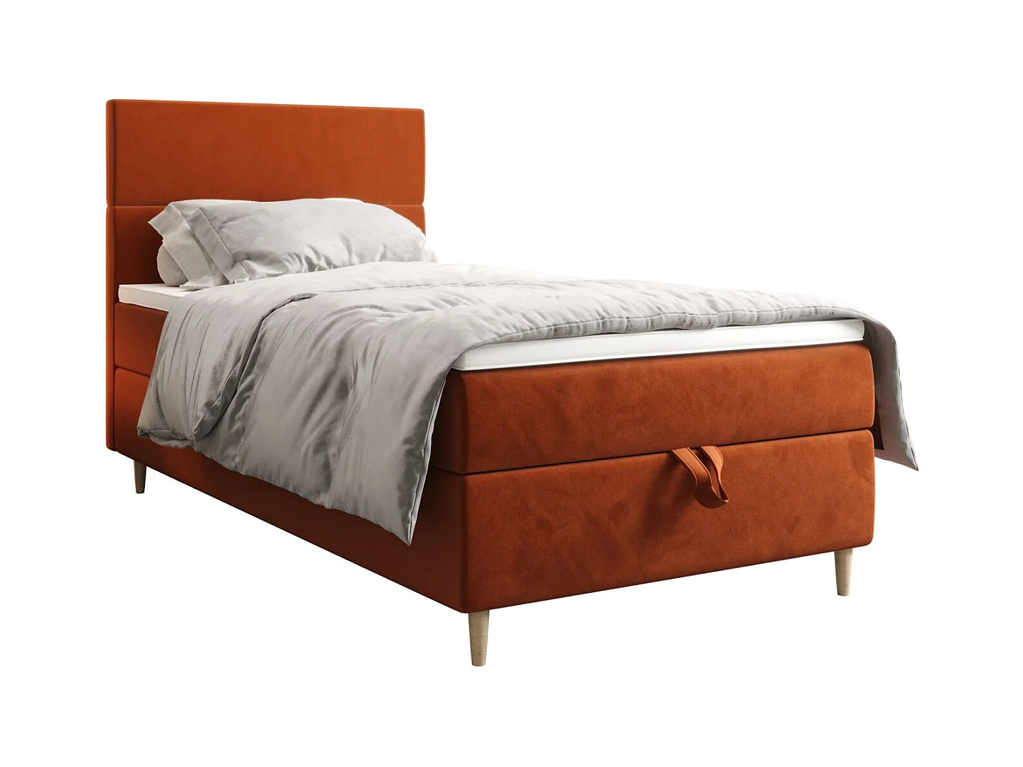 BEDANTE Boxspringbett FLO 80x200 Itaka 01 Braun Bett Bettkasten Einzellbett Hotelbett Topper Matratze Schlafzimmer Stauraum