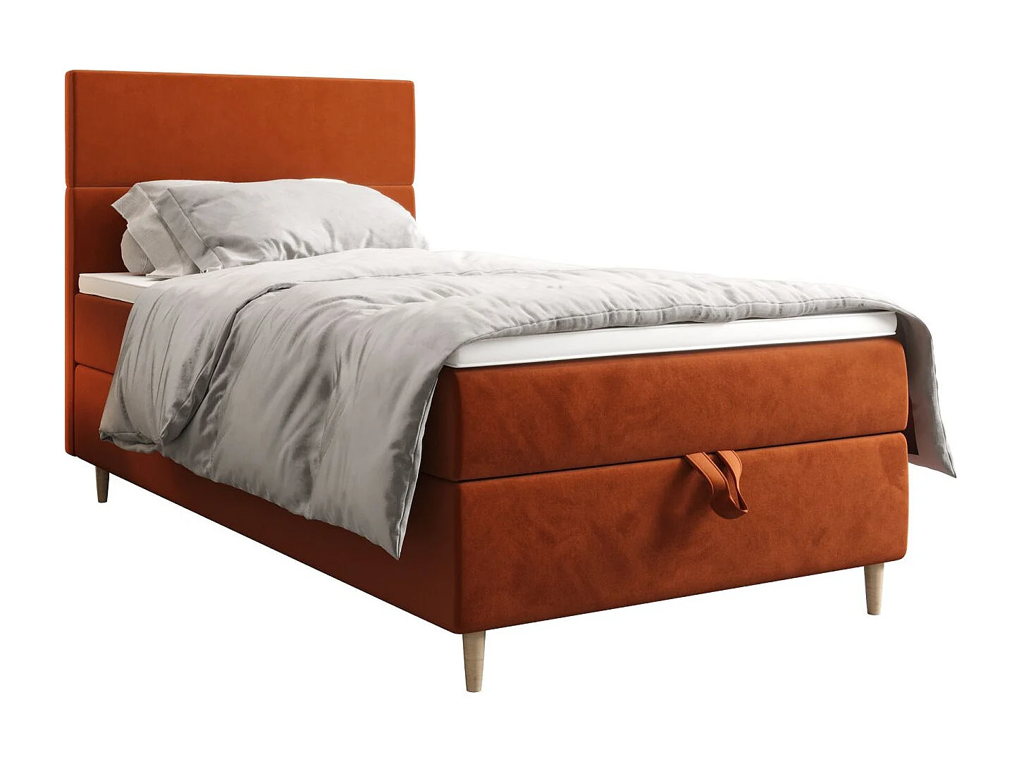 BEDANTE Boxspringbett FLO 80x200 Itaka 01 Braun Bett Bettkasten Einzellbett Hotelbett Topper Matratze Schlafzimmer Stauraum