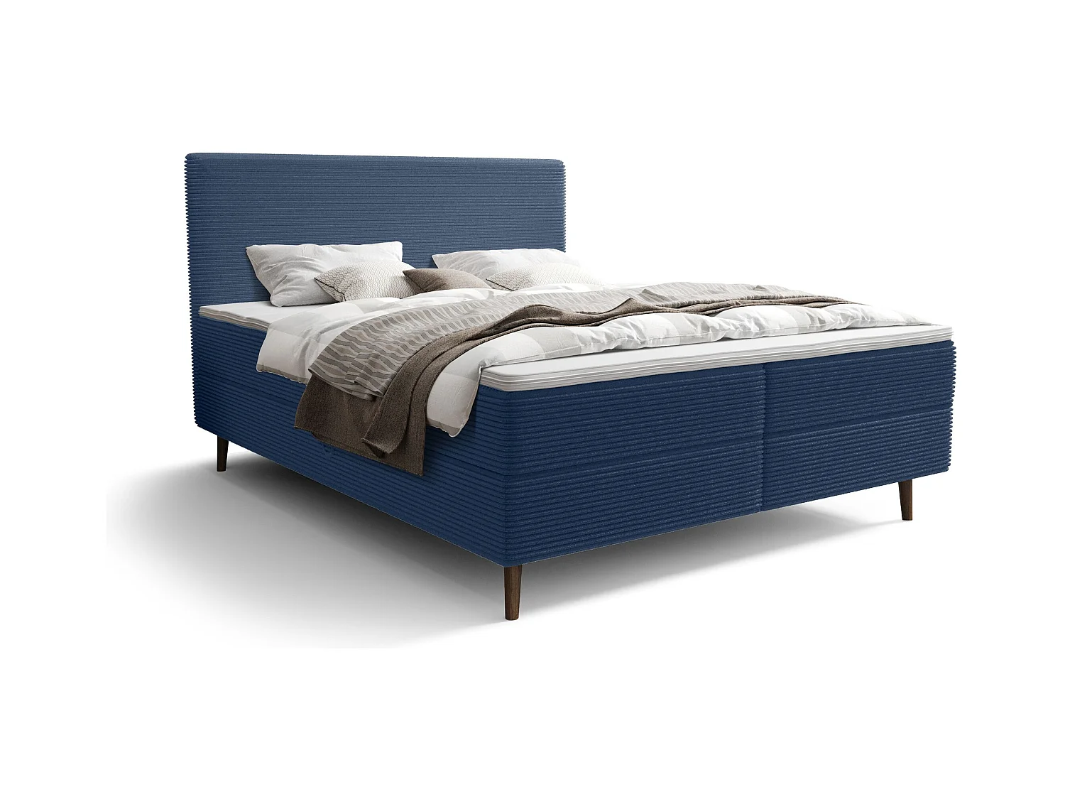 BEDANTE lit boxspring NARA 140x200 POSO 05 bleu foncé lit coffre de lit lit double lit d'hôtel surmatelas matelas chambre à coucher rangement