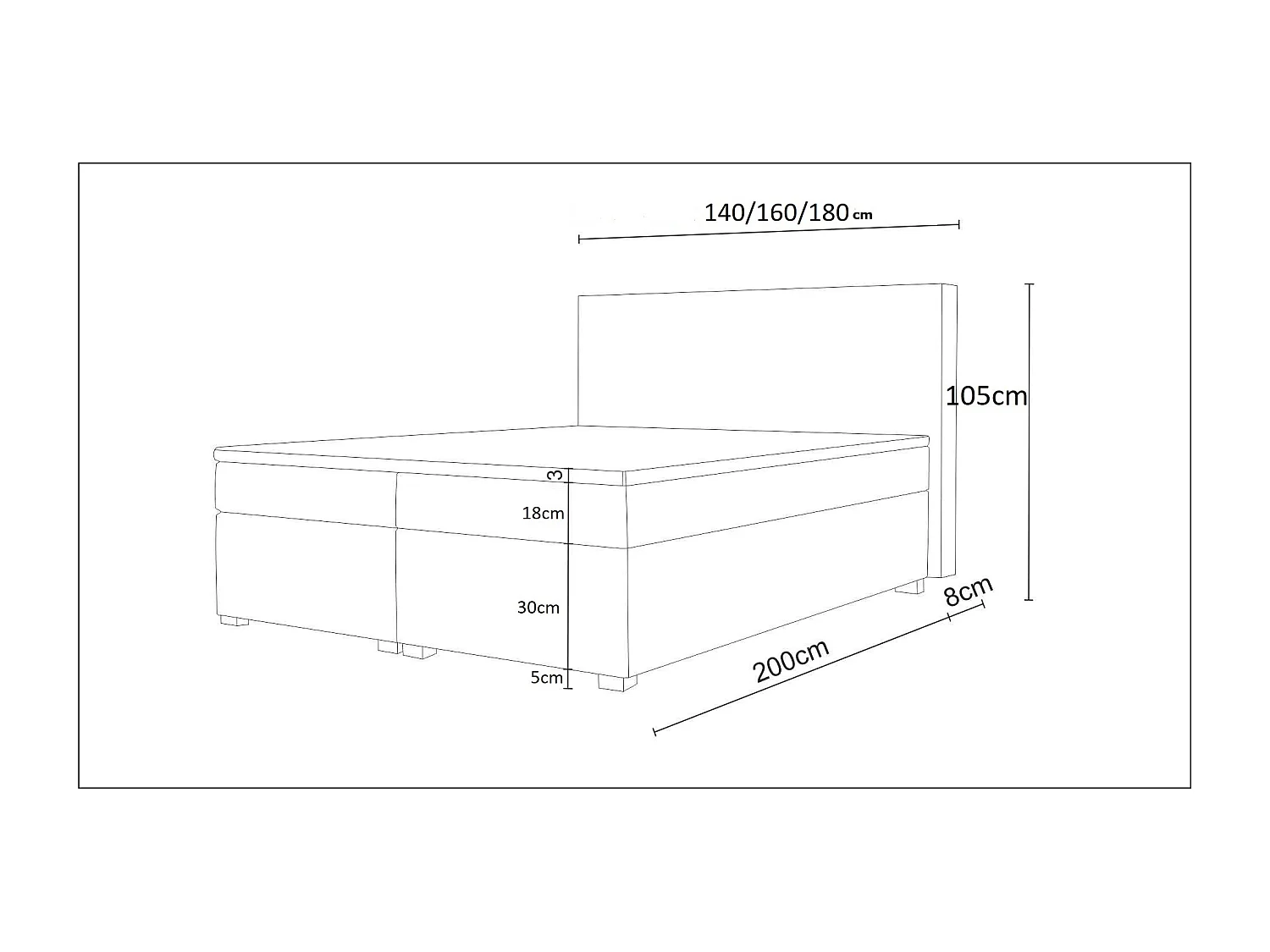 BEDANTE Boxspringbett SIMPLE 180x200 COSMIC 97 Grau Bett Bettkasten Ehebett Hotelbett Topper Matratze Schlafzimmer Stauraum