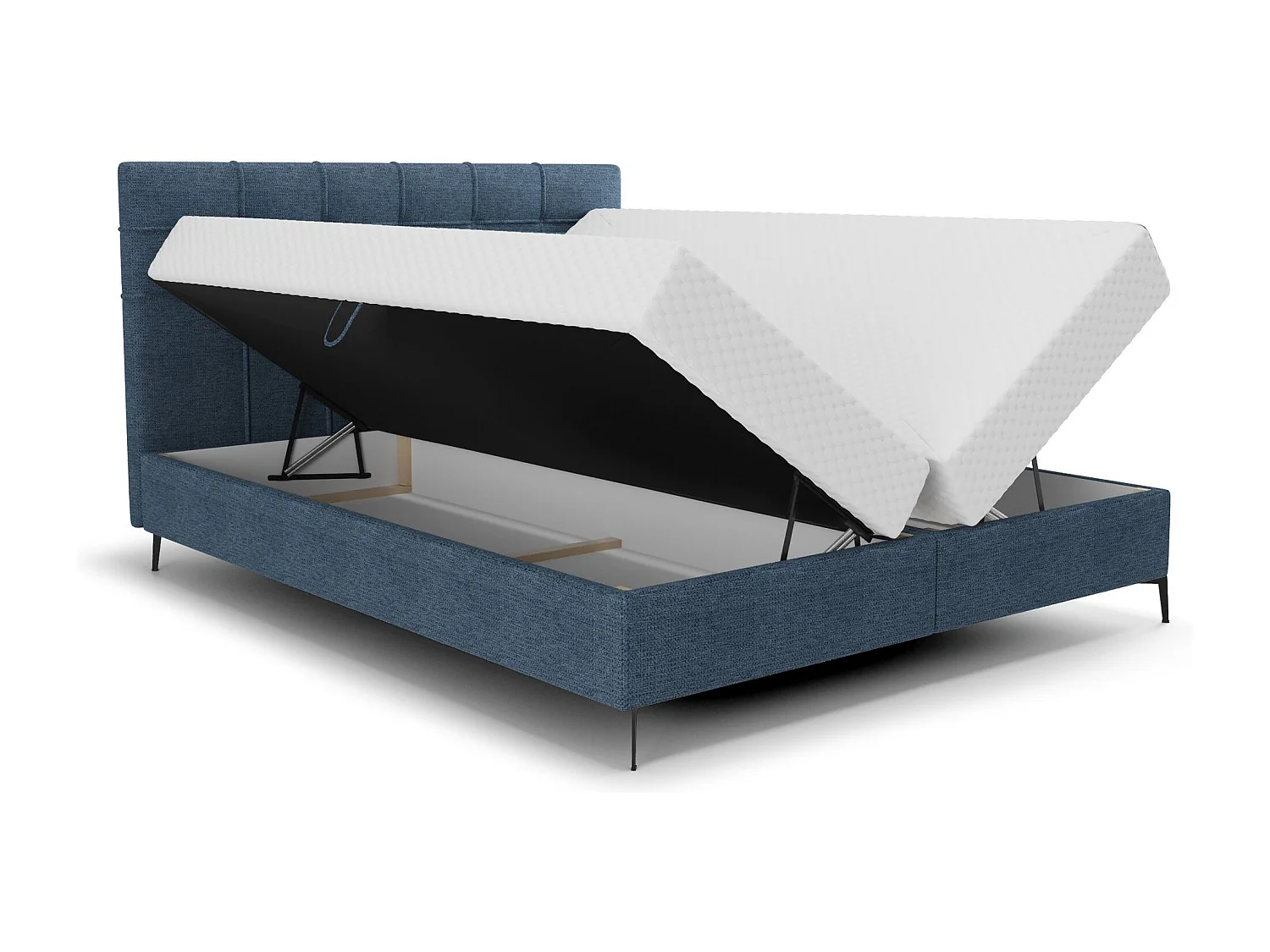 BEDANTE Boxspringbett INAO 180x200 ARAGON 74 Dunkelblau Bett Bettkasten Ehebett Hotelbett Topper Matratze Schlafzimmer Stauraum