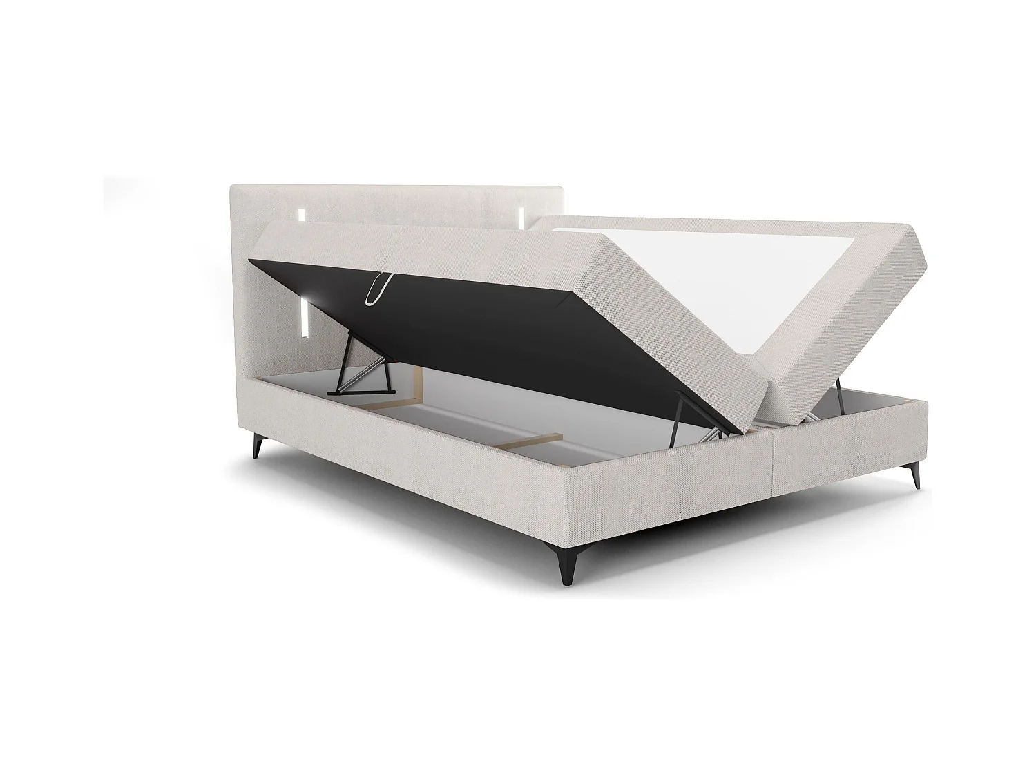 BEDANTE lit boxspring ONO 140x200 CURIO 02 beige lit coffre de lit lit double lit d'hôtel surmatelas matelas chambre à coucher rangement