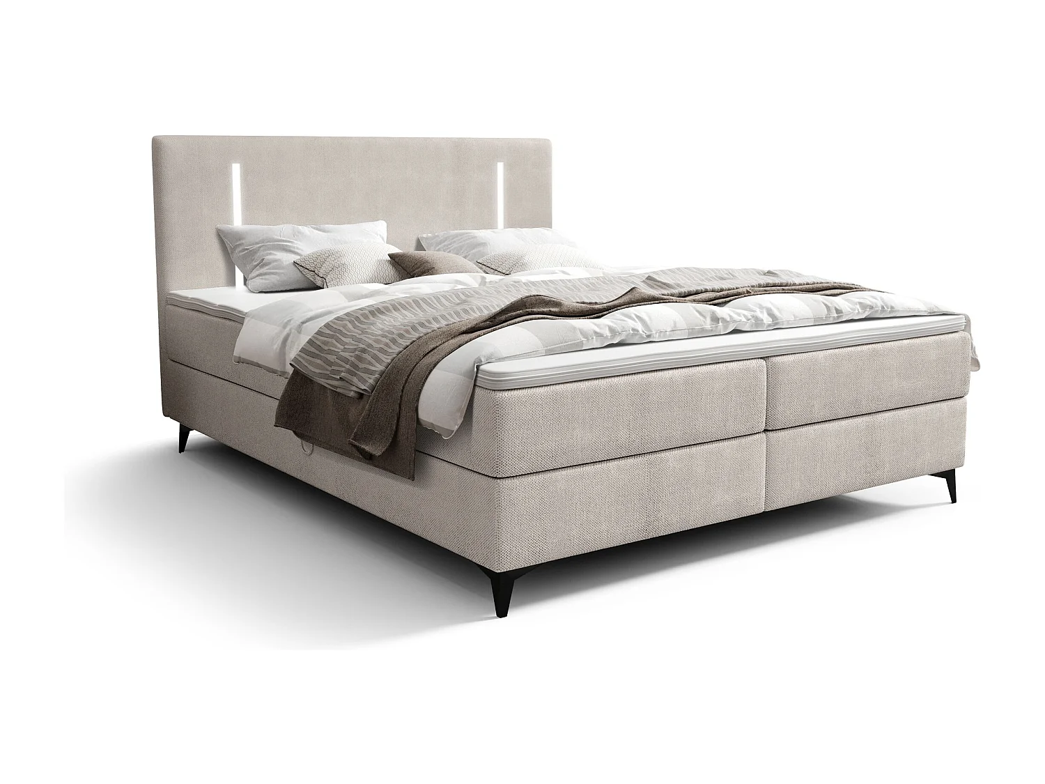 BEDANTE Boxspringbett ONO 140x200 CURIO 02 Beige Bett Bettkasten Ehebett Hotelbett Topper Matratze Schlafzimmer Stauraum