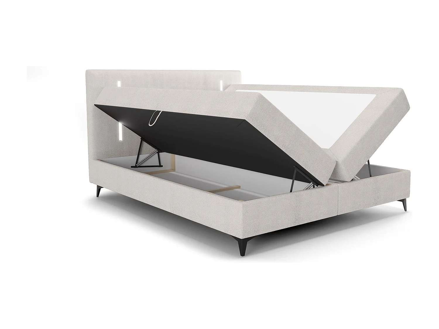 BEDANTE Boxspringbett ONO 140x200 CURIO 02 Beige Bett Bettkasten Ehebett Hotelbett Topper Matratze Schlafzimmer Stauraum