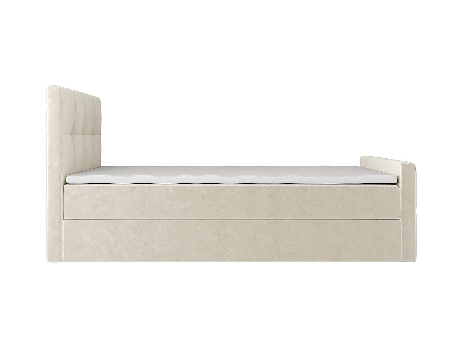BEDANTE Lit Boxspring MANHATTAN 80x200 Monolith 02 Crème Lit avec coffre Lit simple Lit d’hôtel Surmatelas Matelas Chambre Espace de rangement