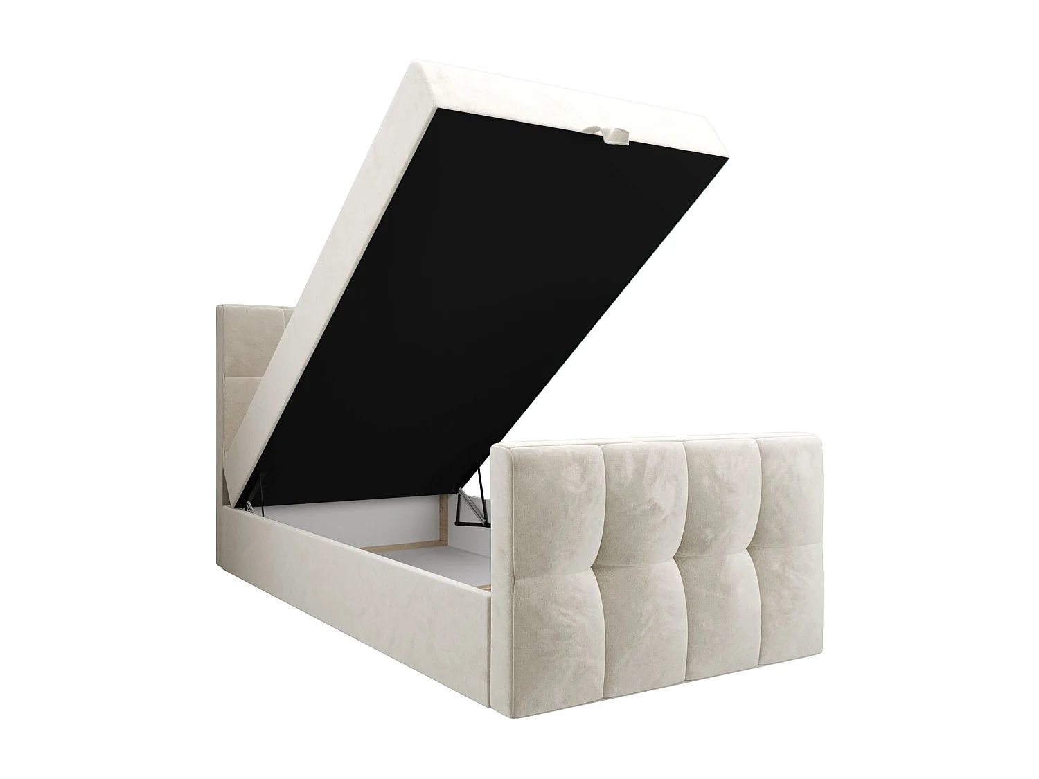 BEDANTE Boxspringbett MANHATTAN 80x200 Monolith 02 Creme Bett Bettkasten Einzellbett Hotelbett Topper Matratze Schlafzimmer Stauraum