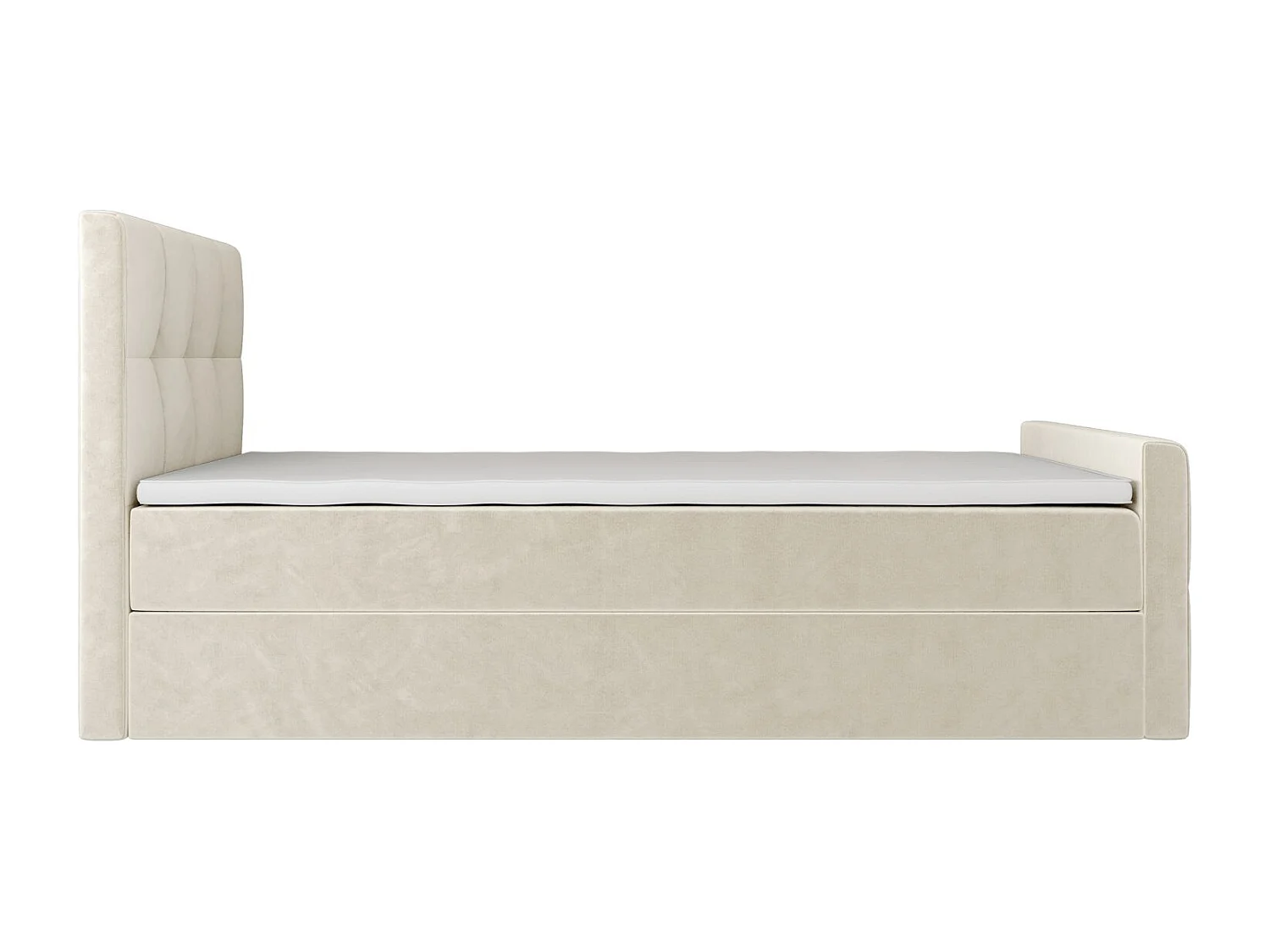 BEDANTE Boxspringbett MANHATTAN 80x200 Monolith 02 Creme Bett Bettkasten Einzellbett Hotelbett Topper Matratze Schlafzimmer Stauraum