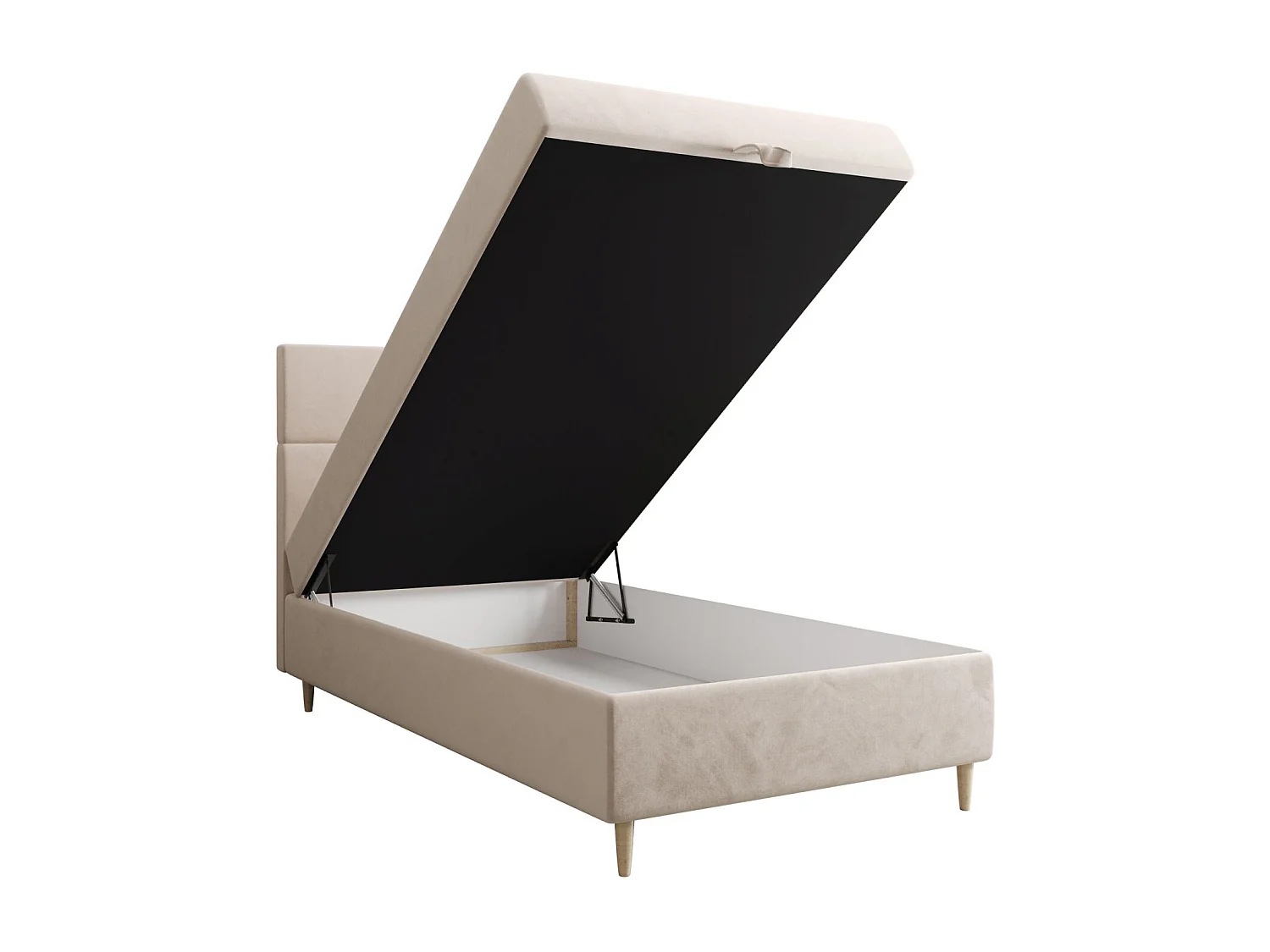 BEDANTE Lit boxspring FLO 80x200 Itaka 16 Crème Lit Coffre Lit simple Lit d'hôtel Surmatelas Matelas Chambre Rangement