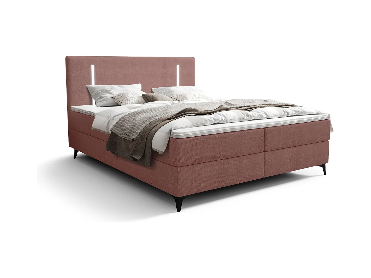 BEDANTE lit boxspring ONO 160x200 CURIO 63 rose lit coffre de lit lit double lit d'hôtel surmatelas matelas chambre à coucher rangement
