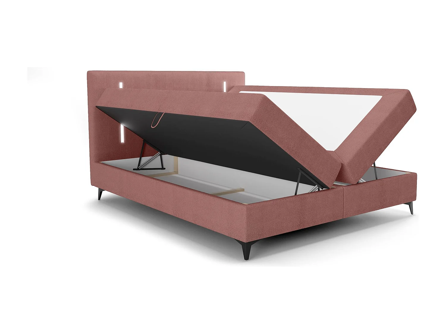 BEDANTE lit boxspring ONO 160x200 CURIO 63 rose lit coffre de lit lit double lit d'hôtel surmatelas matelas chambre à coucher rangement